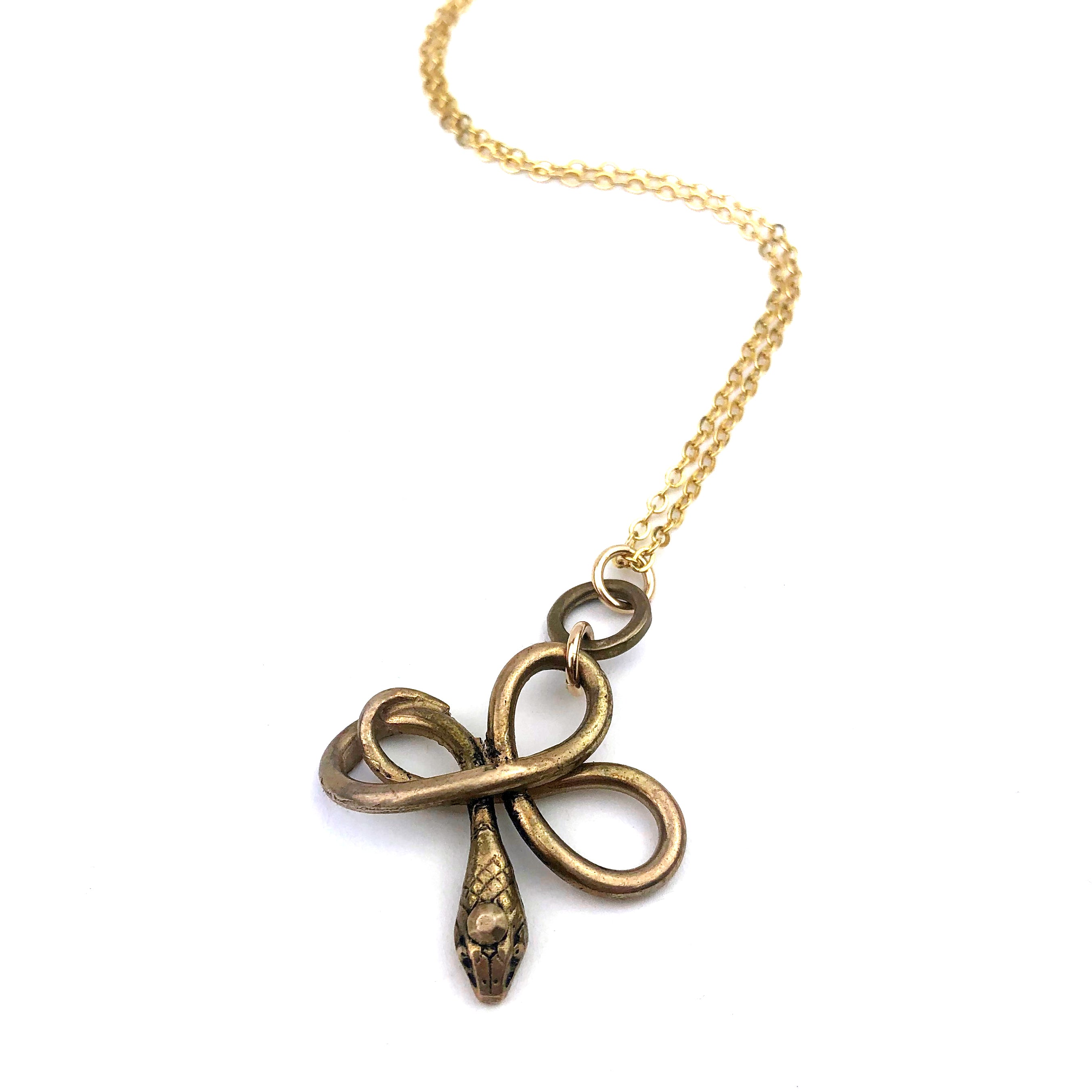 SERPENT Snake Charm Necklace - GOLD – Compass Rose Design