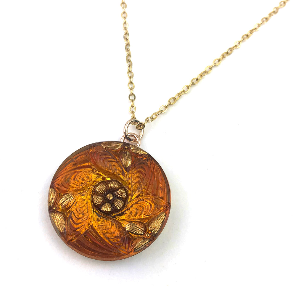 
                  
                    AMBER Honey MANDALA Vintage Button Necklace
                  
                