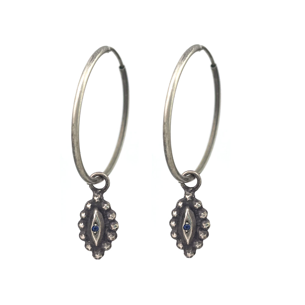 
                  
                    SIGHT Midi Hoop Earrings - Sterling with Blue Sapphires
                  
                