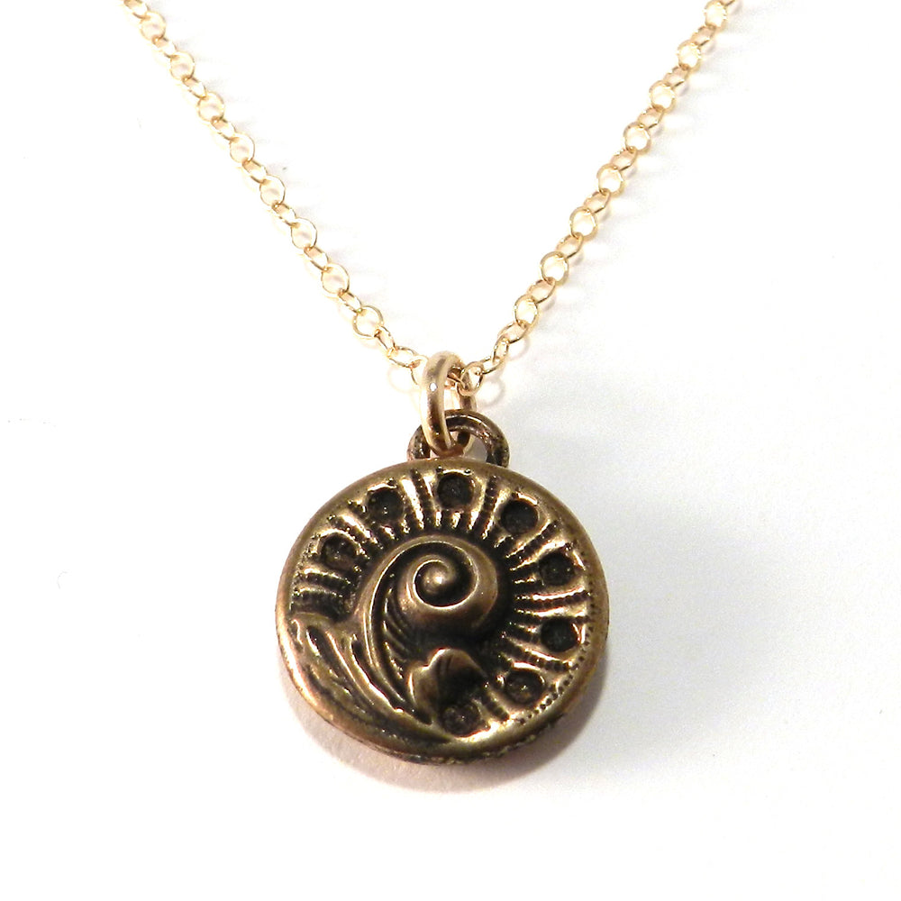 FERN / NAUTILUS Antique Button Necklace - GOLD