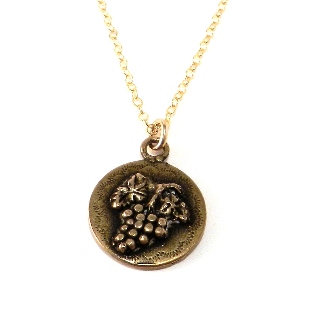 HARVEST GRAPE Antique Button Necklace - GOLD