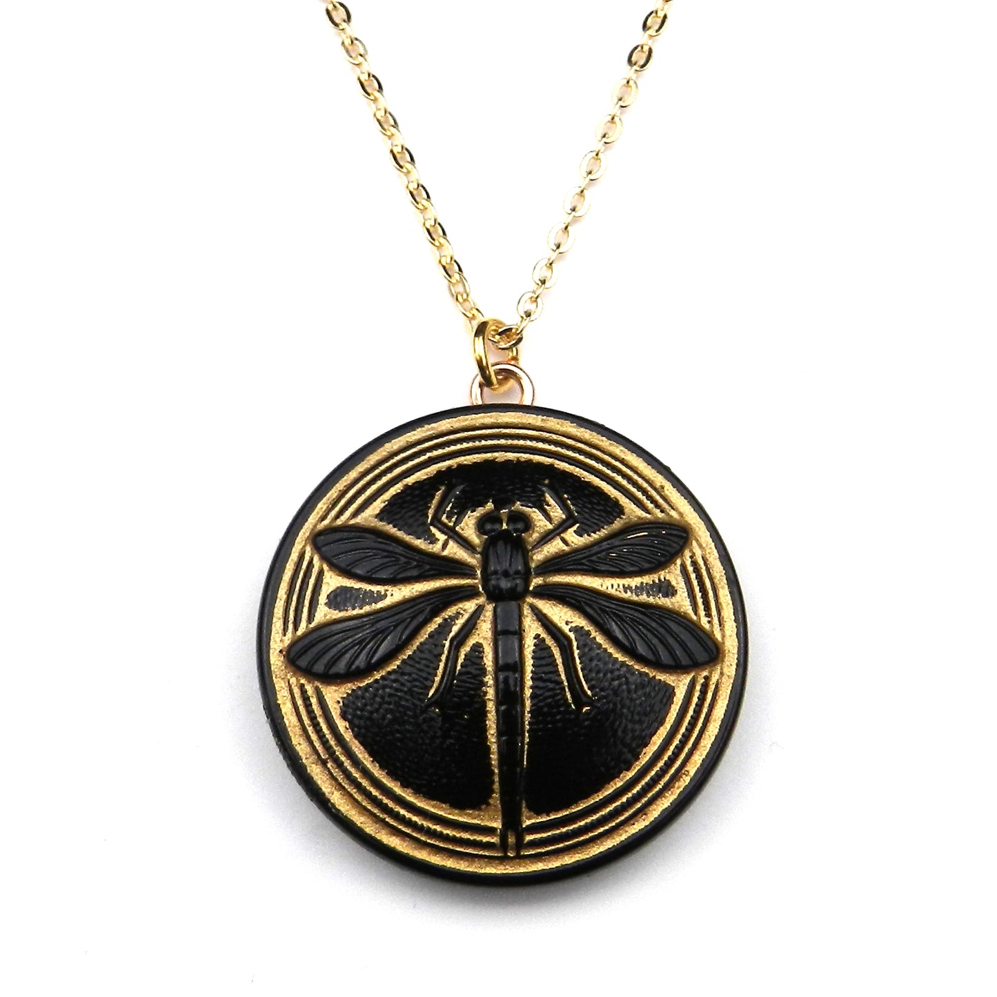 
                  
                    MIDNIGHT DRAGONFLY Vintage Button Necklace - GOLD
                  
                