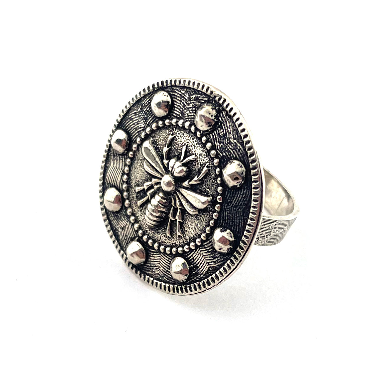 
                  
                    Large QUEEN BEE Ring - SILVER size 8
                  
                