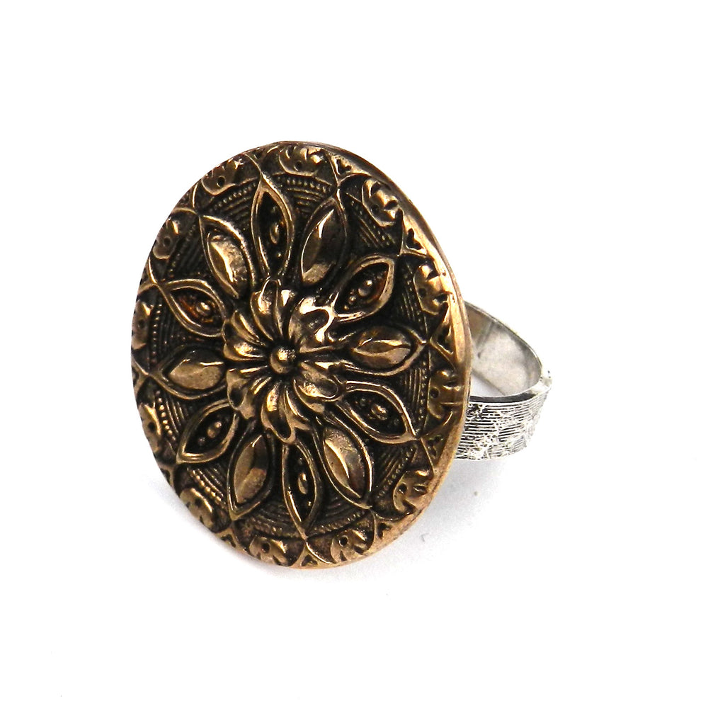 
                  
                    RADIANCE Antique Button Ring - Mixed Metal Statement Ring
                  
                