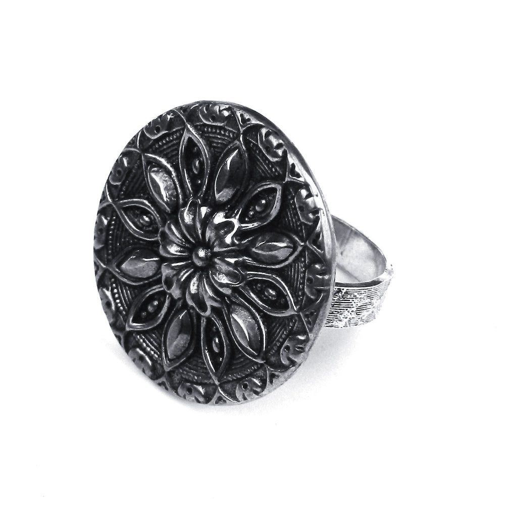 
                  
                    Radiance Antique Button Ring - Sterling Silver Statement Ring
                  
                